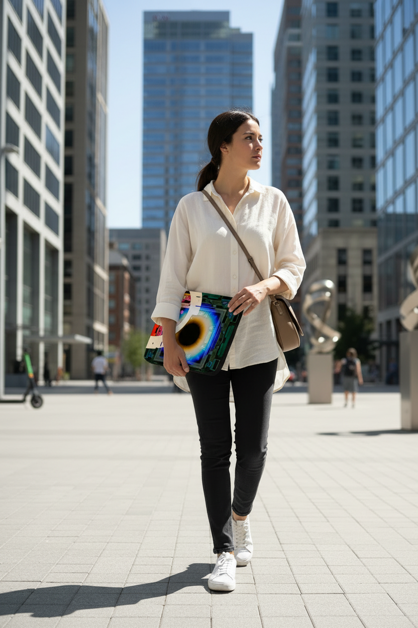Cyber Eye Laptop Sleeve - Woman Carrying.