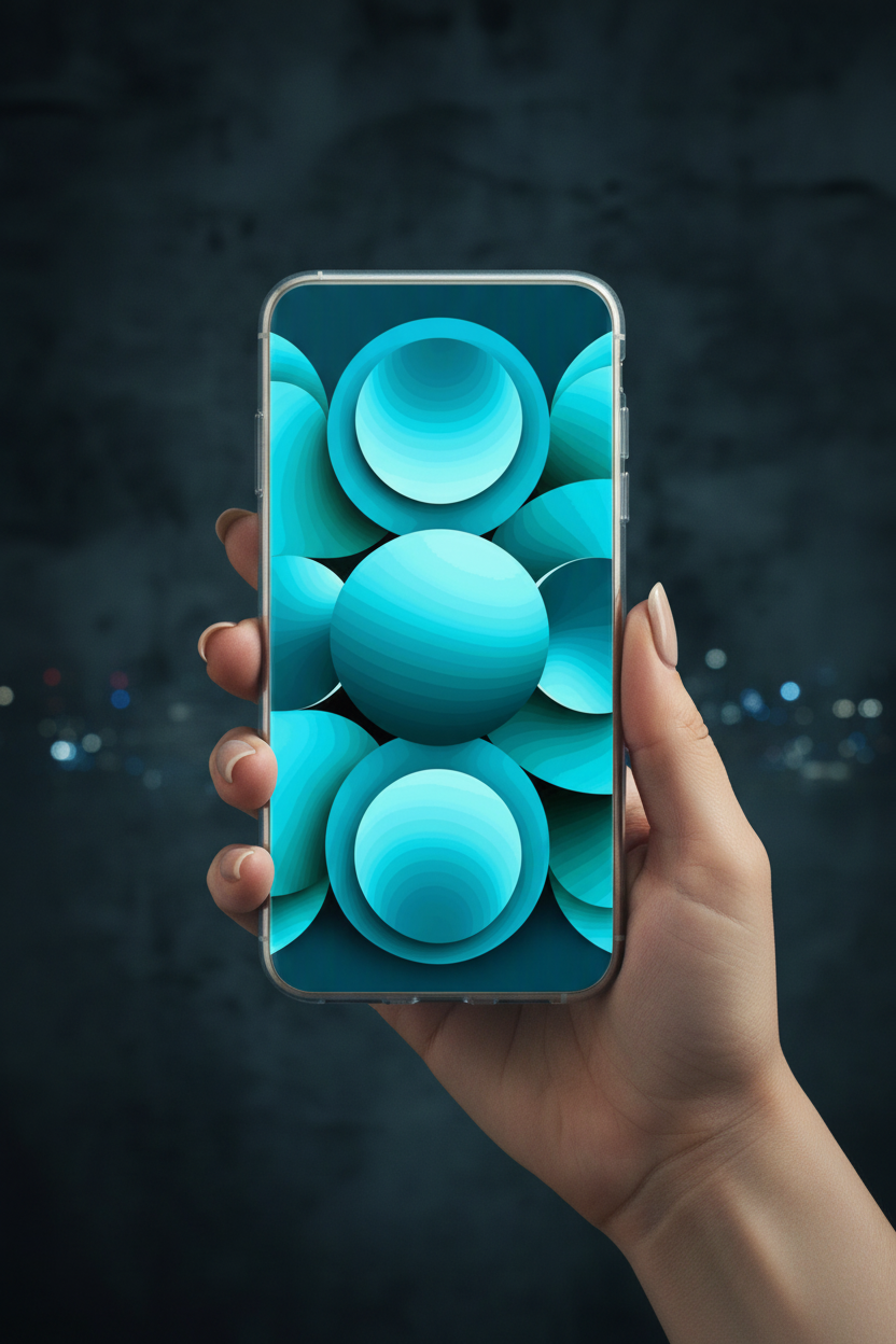 Echoes clear iPhone case in hand – abstract art design – Abstract Aura.