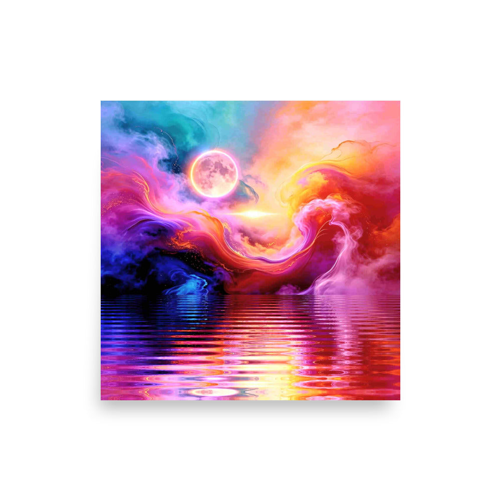 CosmicStorm 16×16 inch enhanced matte paper print — surreal abstract wall art poster, unframed front view by Abstract Aura.