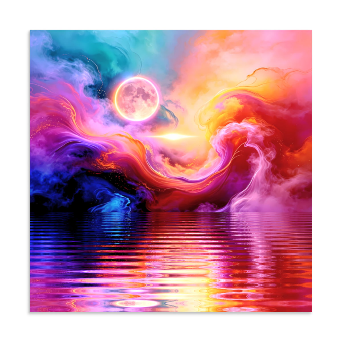 CosmicStorm 24×24 inch enhanced matte paper print — surreal abstract wall art poster, unframed front view by Abstract Aura.