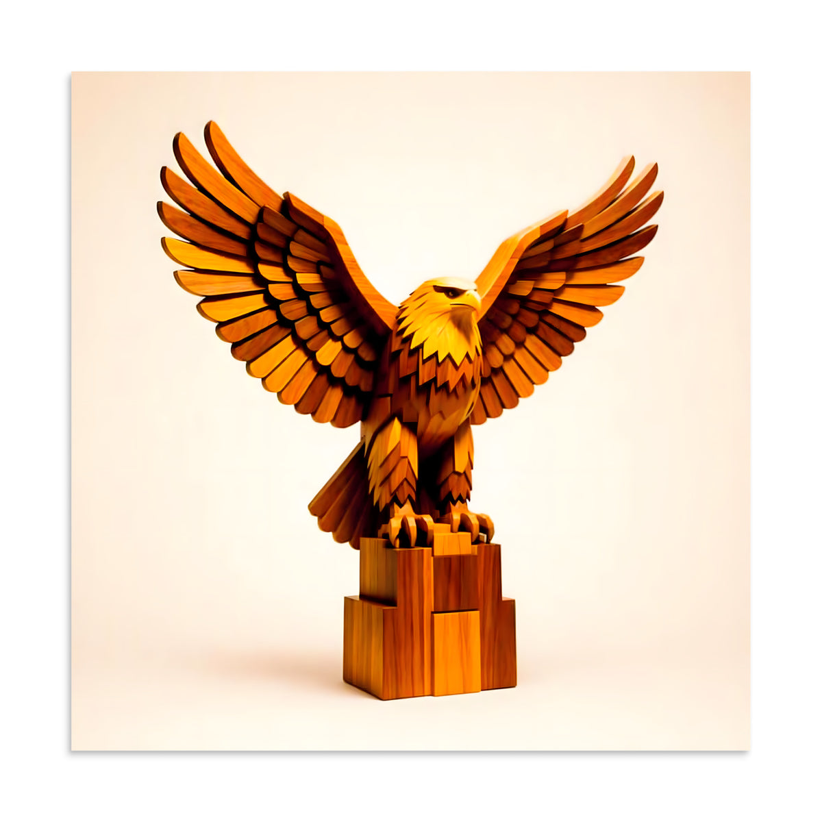 Respect Poster 24x24 inch enhanced matte paper print - Golden Eagle sculpture artwork, premium wall art.