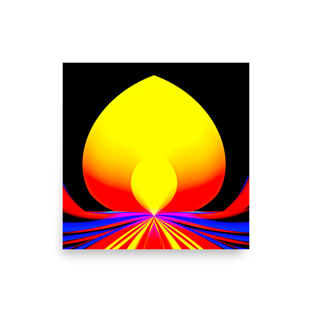 Solar Lotus Poster print mockup square matte poster shown front-facing with vibrant lotus sun artwork.