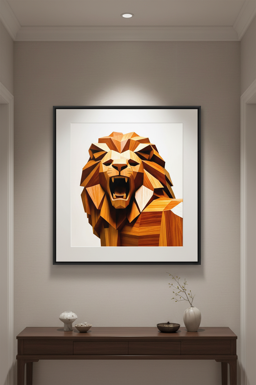 Leo Pride Poster framed art print with white matte border hanging on a neutral hallway wall in a premium interior setting.