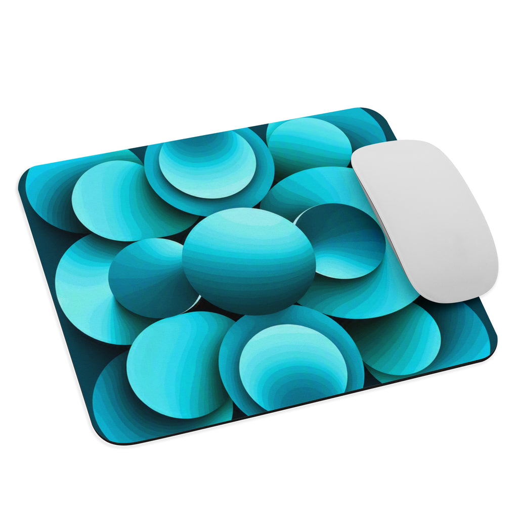 Echoes Mouse Pad in use with a white wireless mouse on a clean white background.