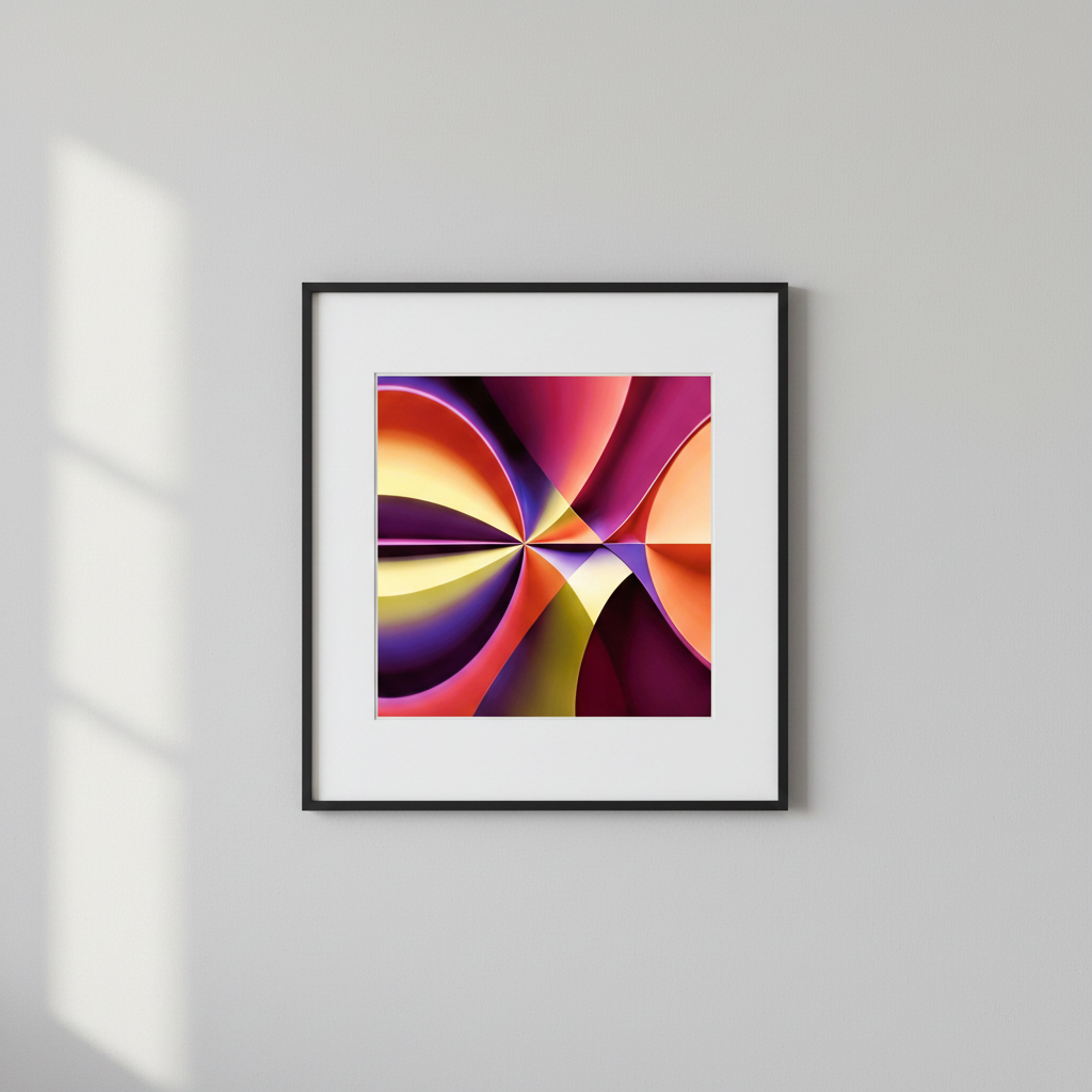 Story of Colour a framed wall art print with white matte on grey wall | Abstract Aura.