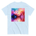 Cosmic Storm Unisex Tee in Light Blue — front view, abstract  Cosmic Storm art print.