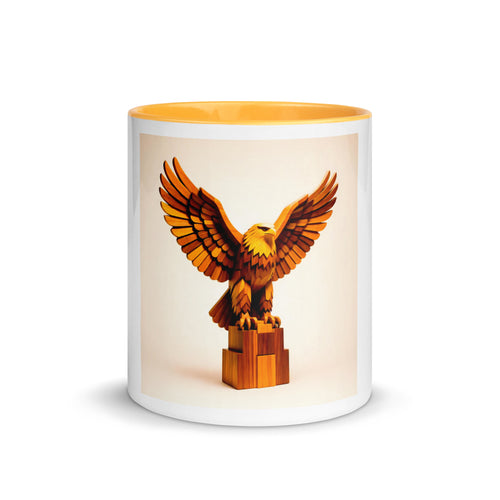 Golden Eagle Respect Mug with Golden Yellow color inside, rim and handle  - 11 oz front view.